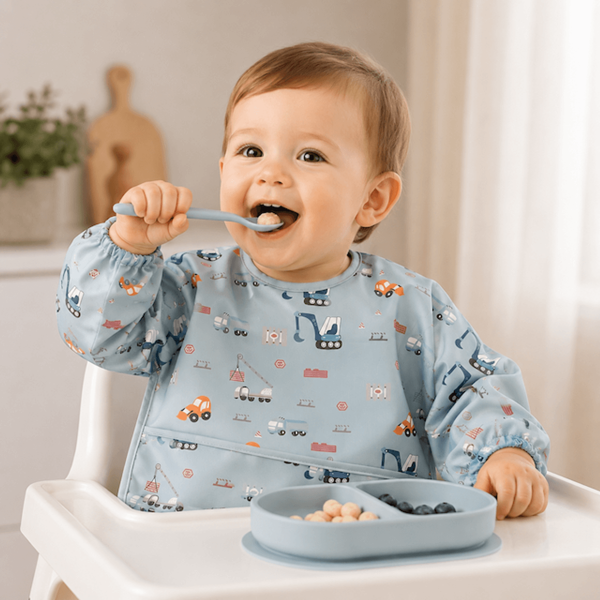 Troller Kids | Smekke Forkle med lang arm | Blå bil | Large