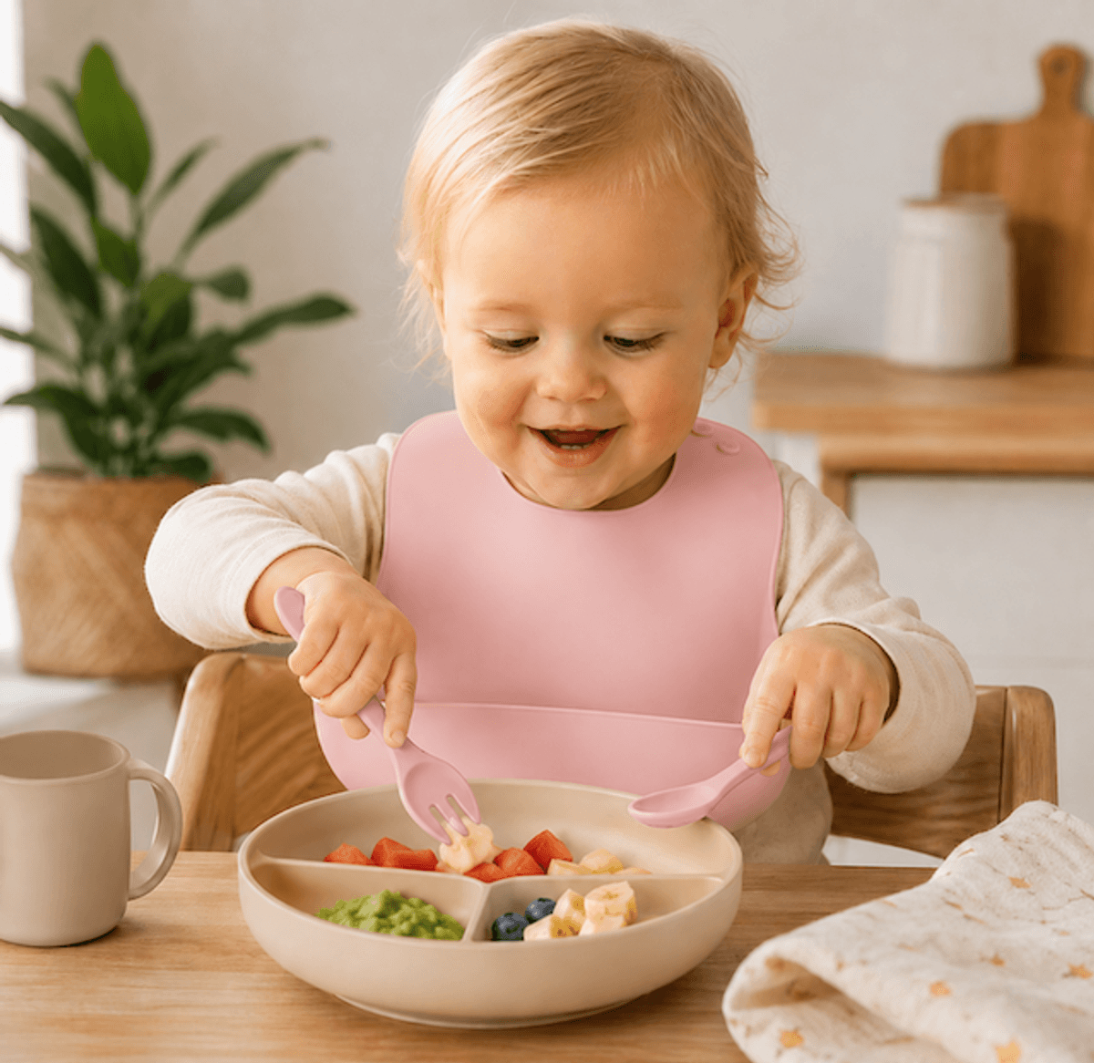 Troller Kids | Silikon Bestikk | Rosa
