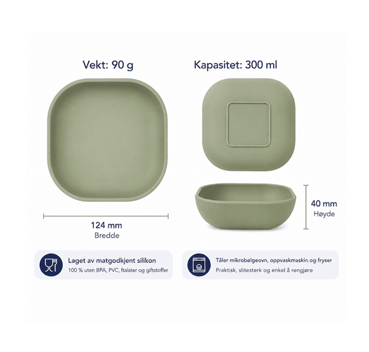 Troller Kids | Silikon Tallerken Sett | Oliven