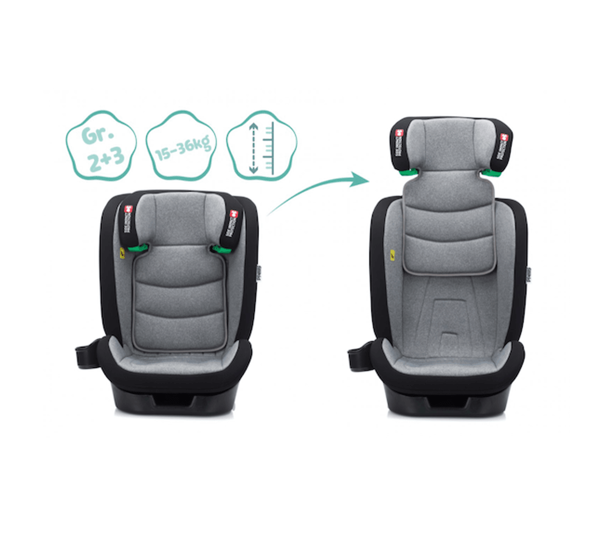 Fillikid | Pro isofix Beltestol | i-size 100-150 cm (15-36 kg) | Grå