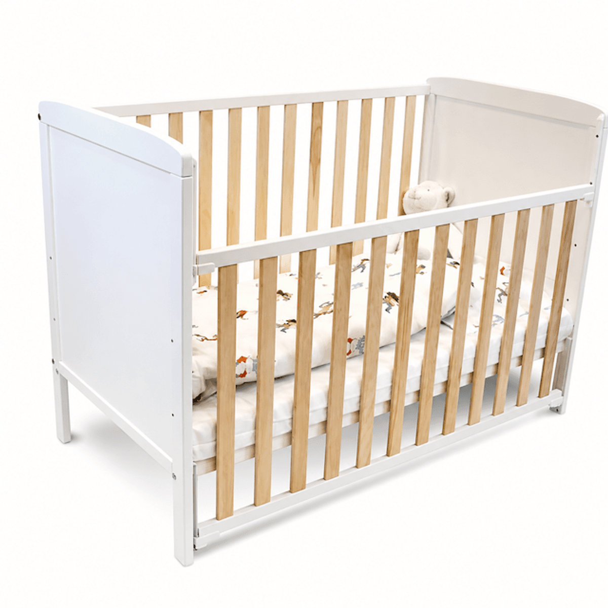 Troller | Luna Sprinkelseng | Justerbar Side 120x60 cm | Hvit/Natur